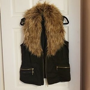 Faux fur collared vest